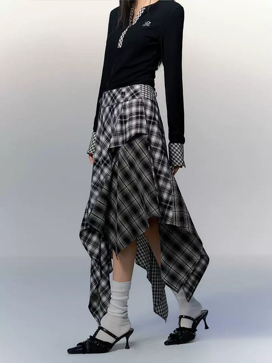 Paid Asymmetrical Long Skirt PUC0013