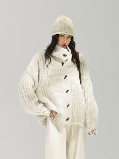 Stand Collar Ribbed Knit Cardigan ACS0392