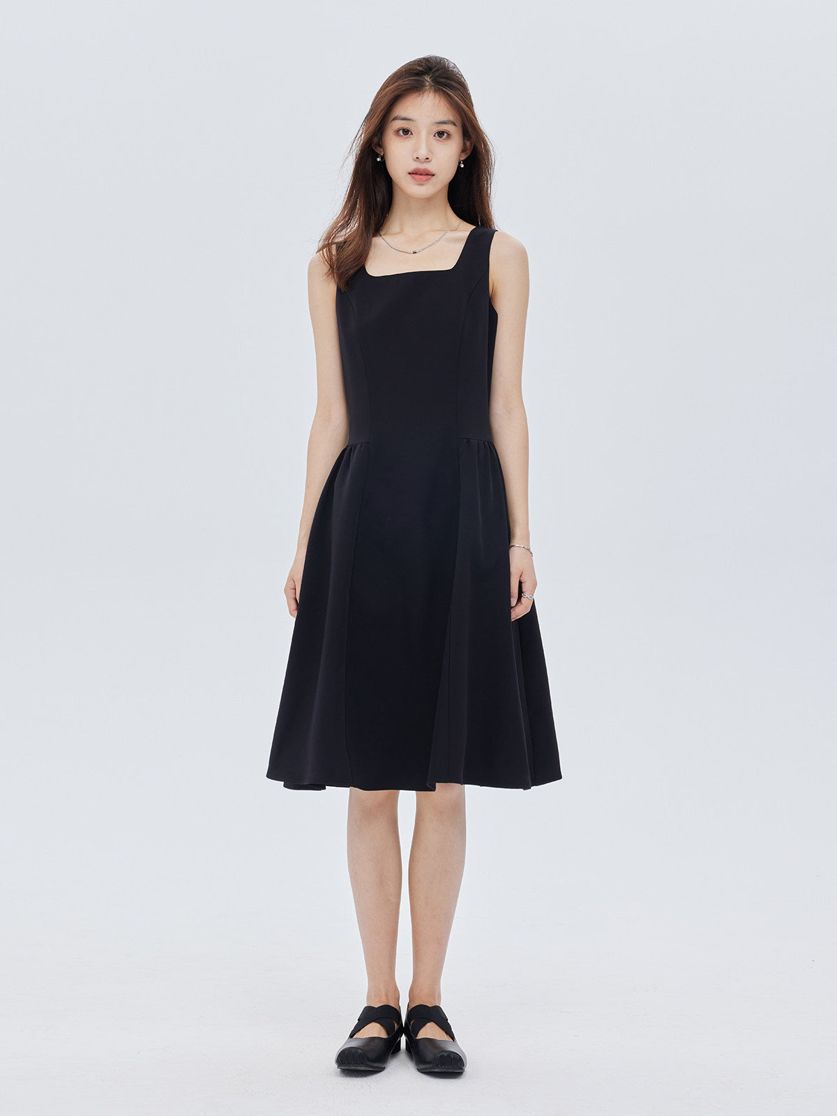 Square-Neck Wide Strap Dress SHN0009