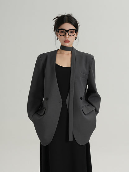 V-Neck Loose Jacket with Choker SRS0324