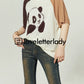 Panda Raglan Summer Knit / Denim Flare Pants LLA0211