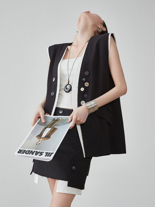 Fake Layered Vest / Mini Skirt FER0216