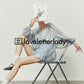 V-Neck Blue Striped Tops / Loose Shorts LLA0247