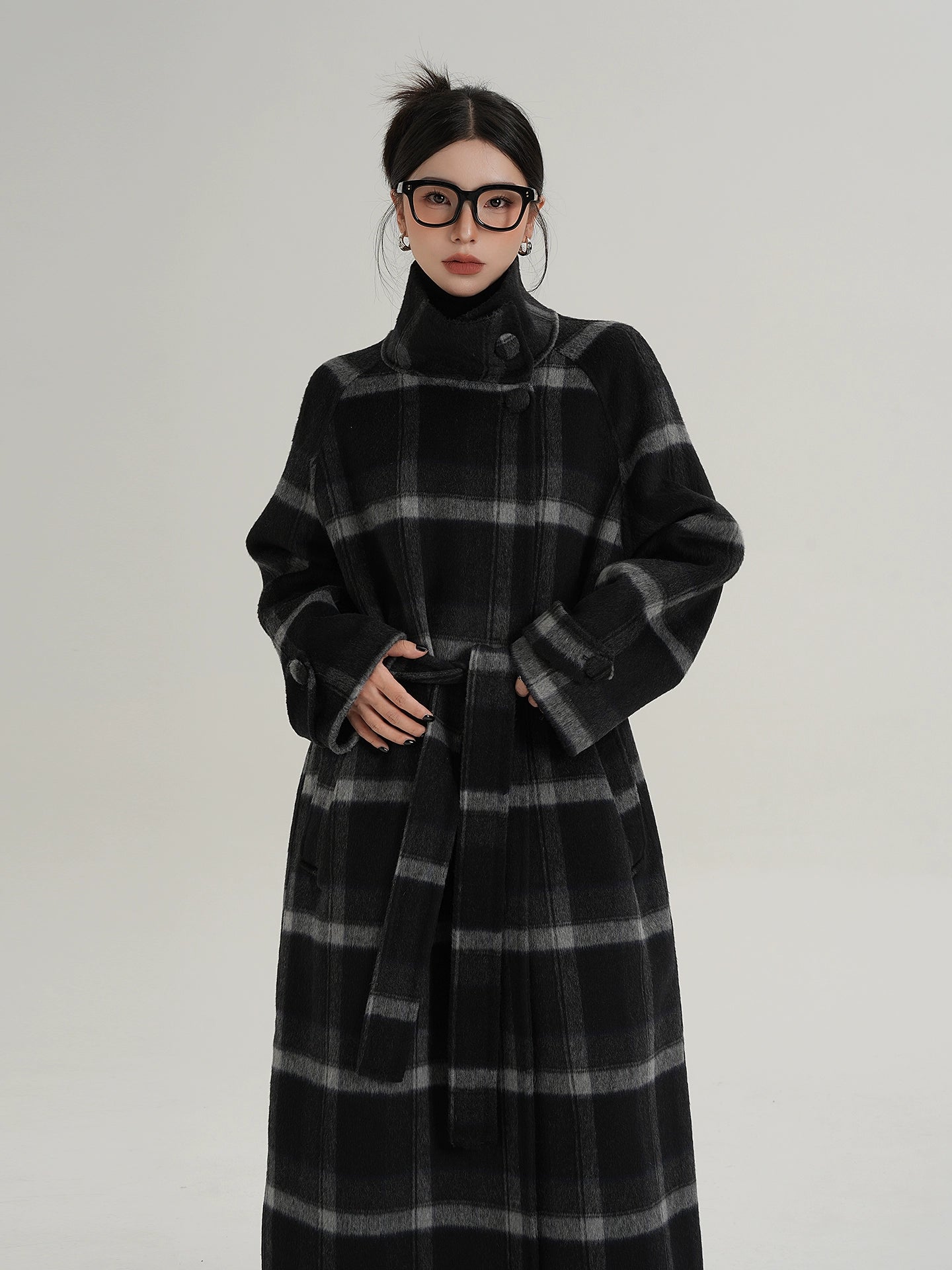 Stand Collar Paid Long Coat SRS0391