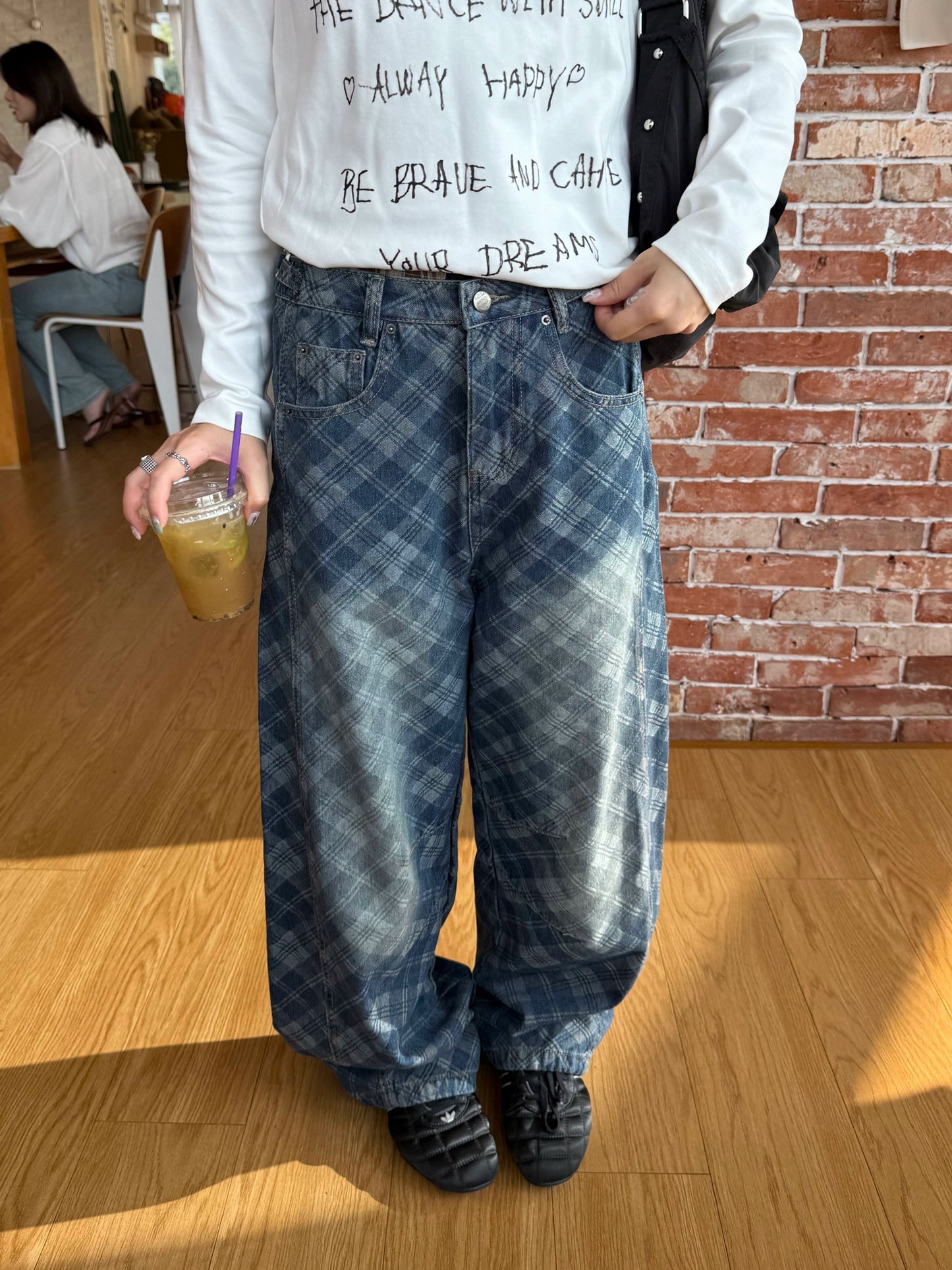Retro Plaid Curved Knife Jeans CYE0035