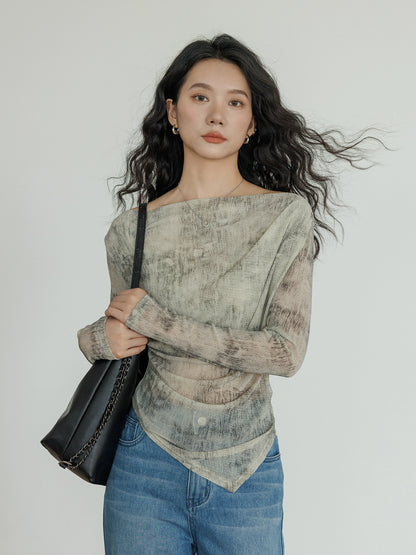 Asymmetrical Sheer Top VAS0071