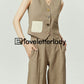 Coffee Hemp Casual Vest / Wide Pants LLA0249