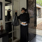High Neck Long Sleeve Top / Mid Length Skirt ZRS0095