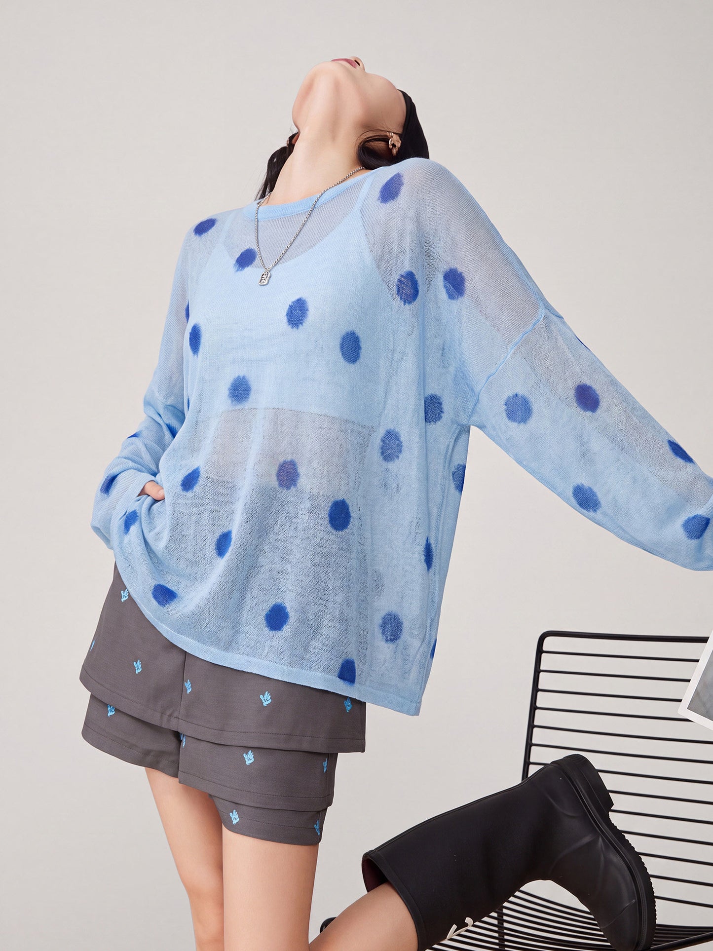 Polka Dot Sheer Loose Knit FER0363