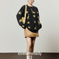 Black Star Print Loose T-Shirt / Denim Mini Skirt LLA0662