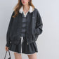 Lace Collar Zip Jacket / Flared Mini Skirt ASG0084