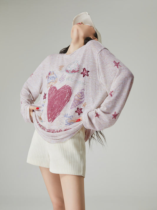 Graphic Oversized Long-Sleeve T-Shirt FER0230