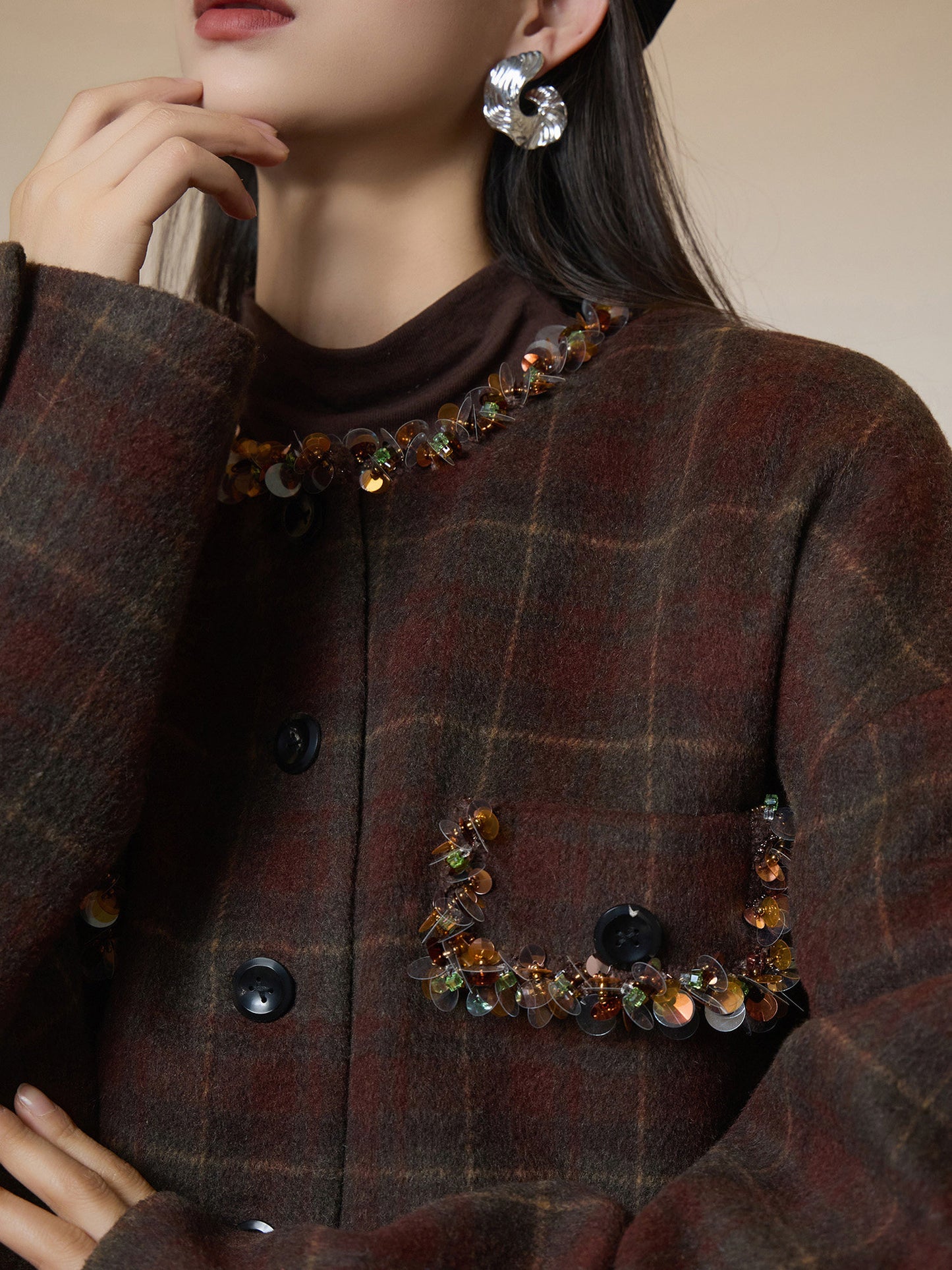 Retro Plaid Collarless Jacket / Mini Skirt SUY0019