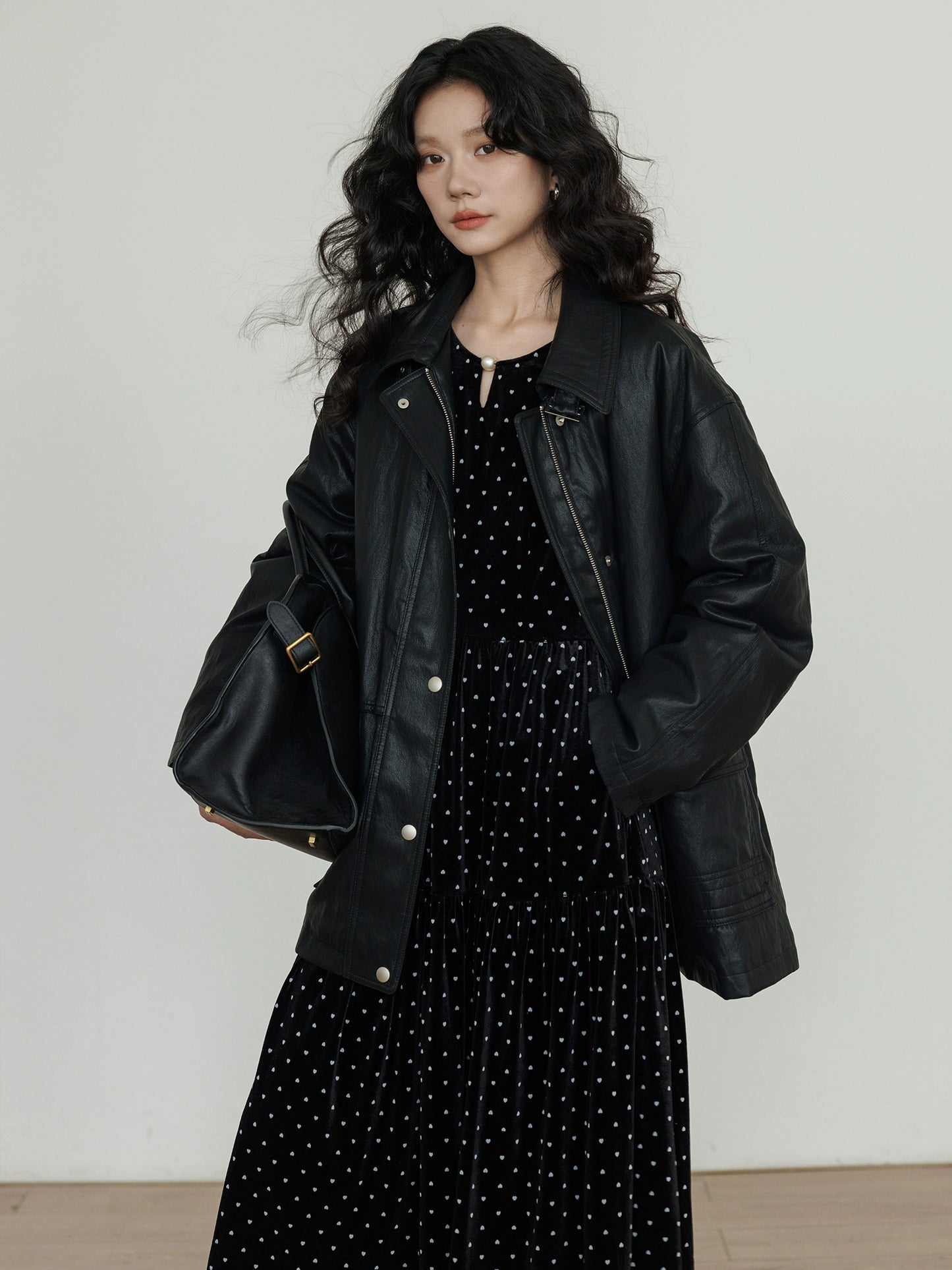 Lapel Leather Jacket VAS0174