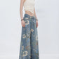 Flower Design Wide Denim Pants ABW0013