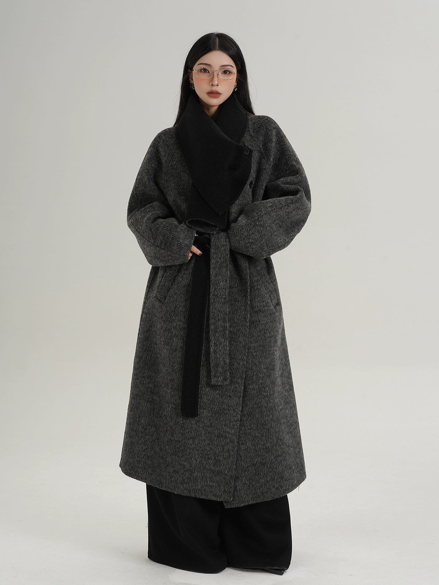 Scarf Design Long Wool Coat SRS0409