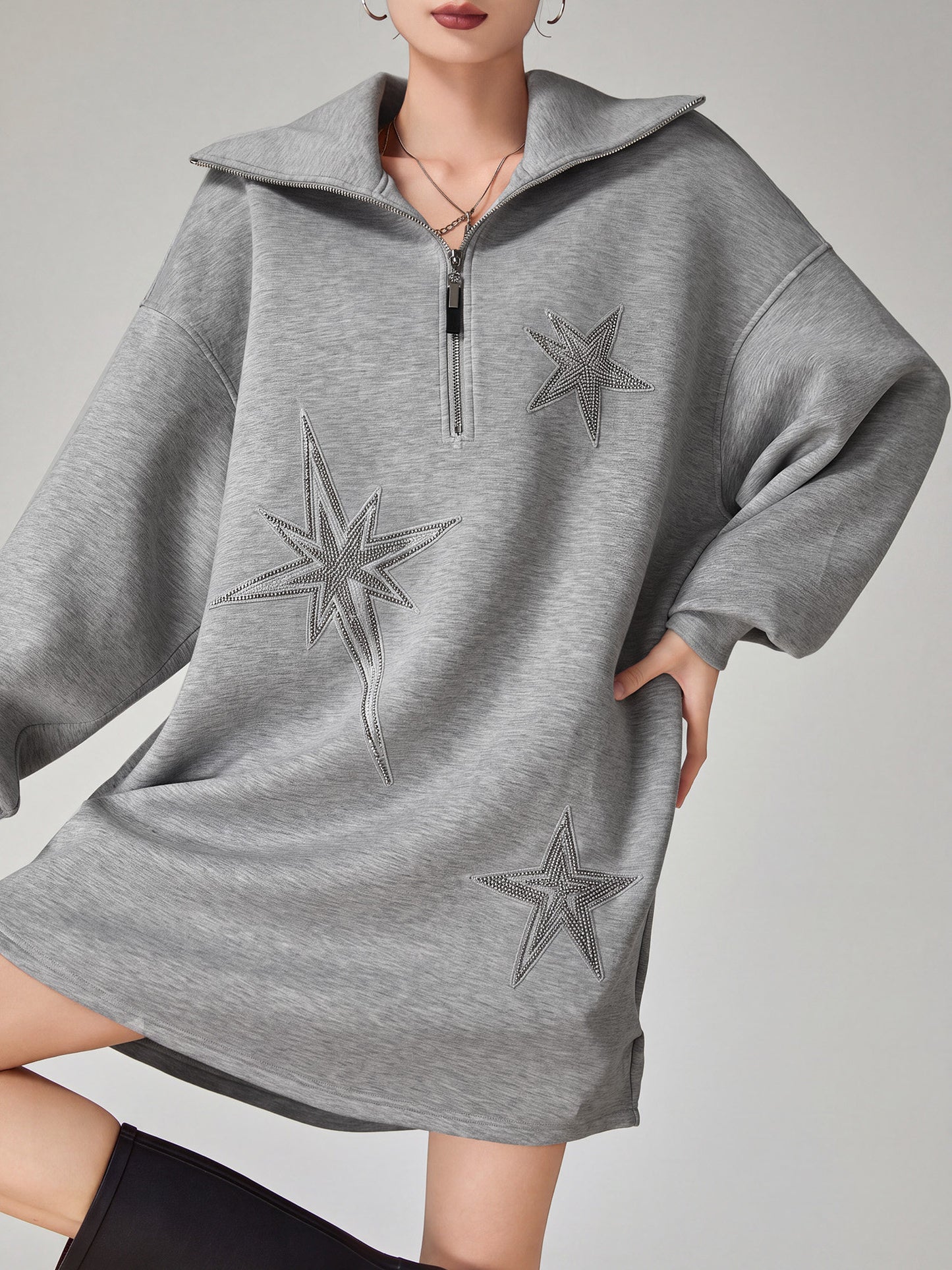 Half-Zip Sweatshirt Dress FER0388