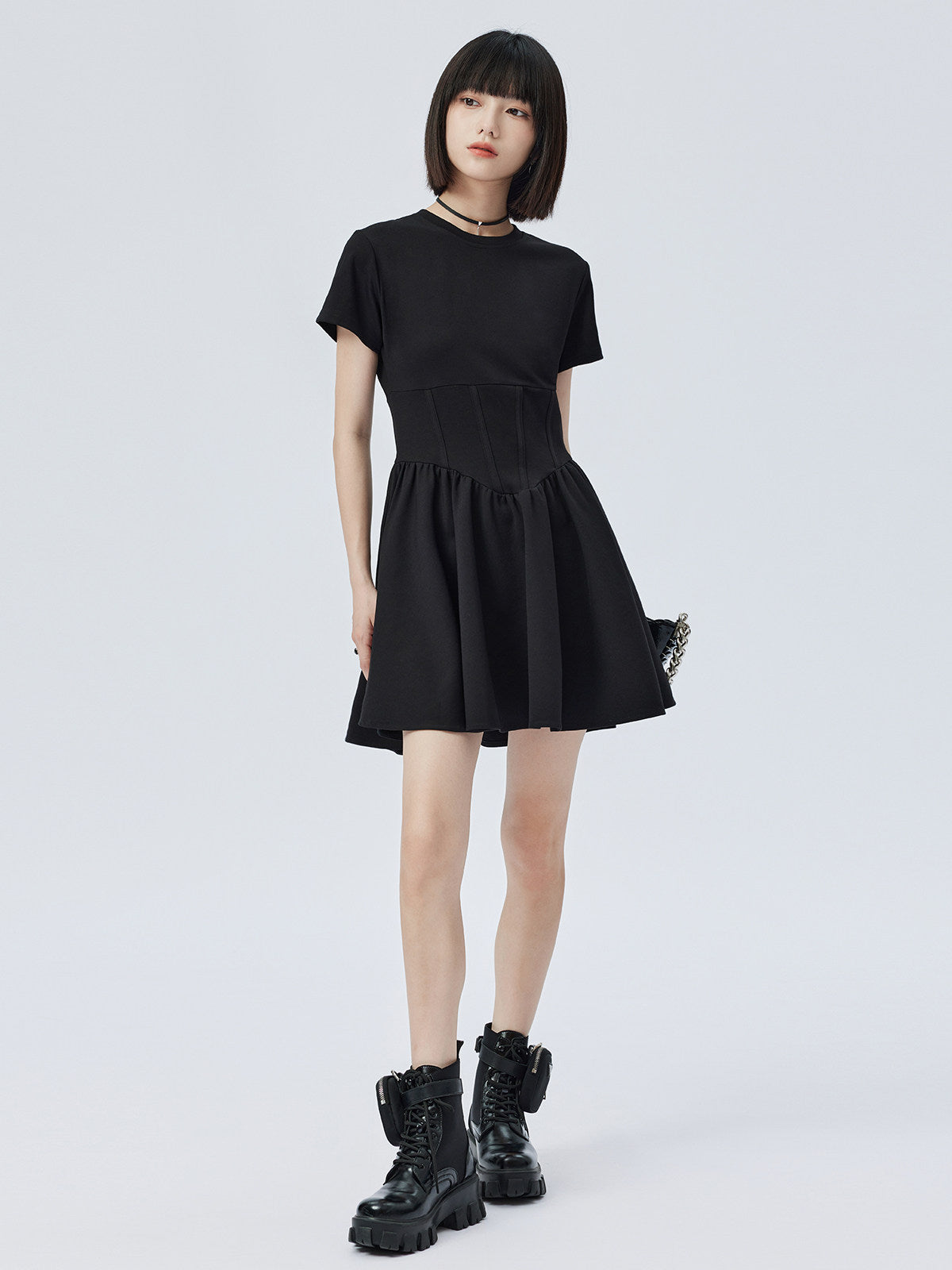 Round Neck Short Sleeve Dress SHN0008