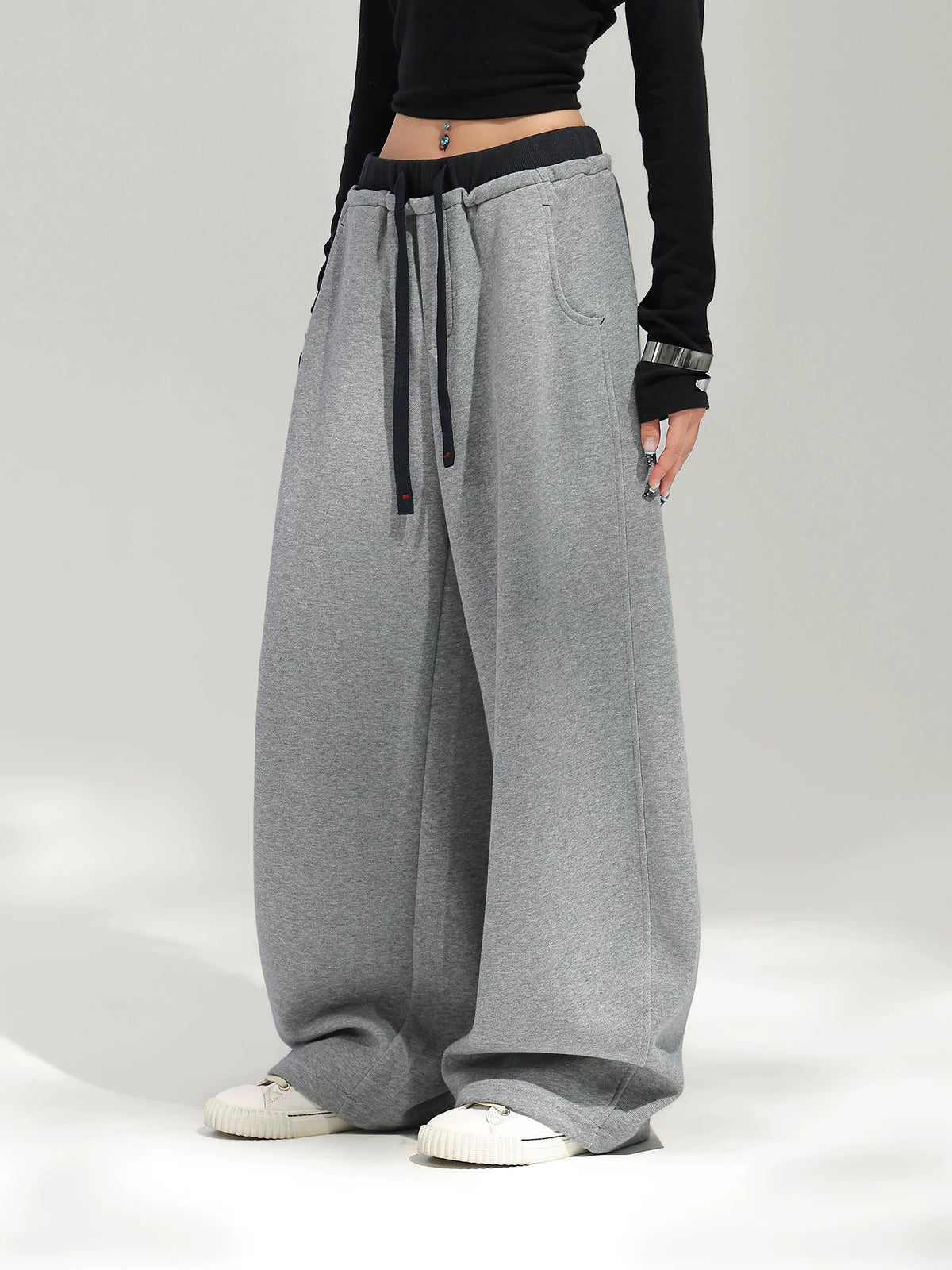 Layered Design Wide Sweatpants ACS0391