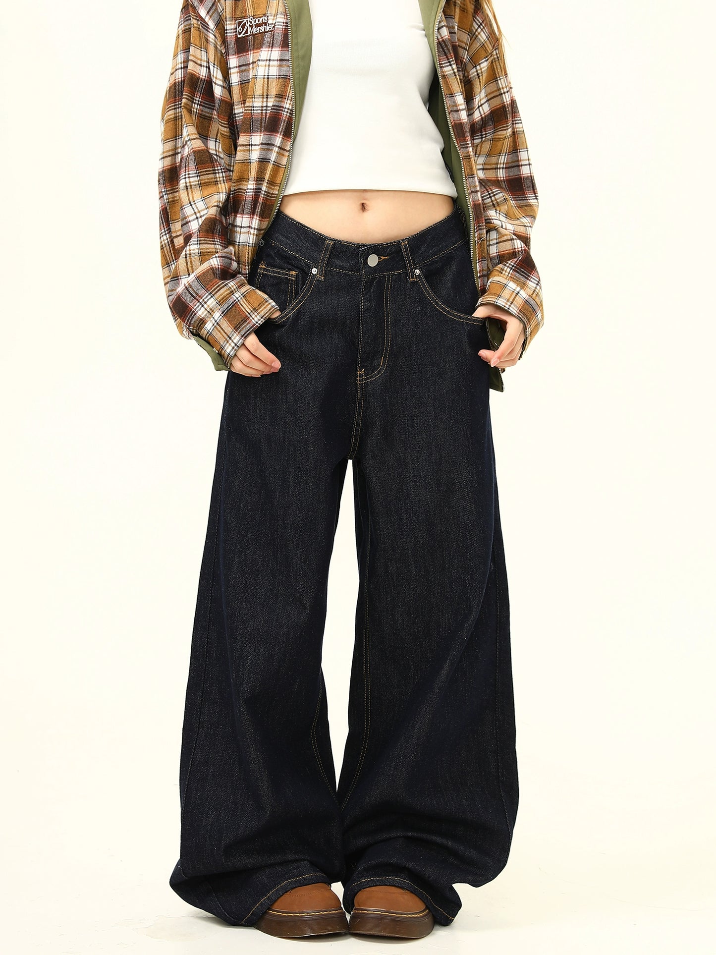Loose Wide Curve Denim Pants WDZ0032