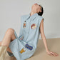 Patchwork Sleeveless Denim Shirt Dress FER0204