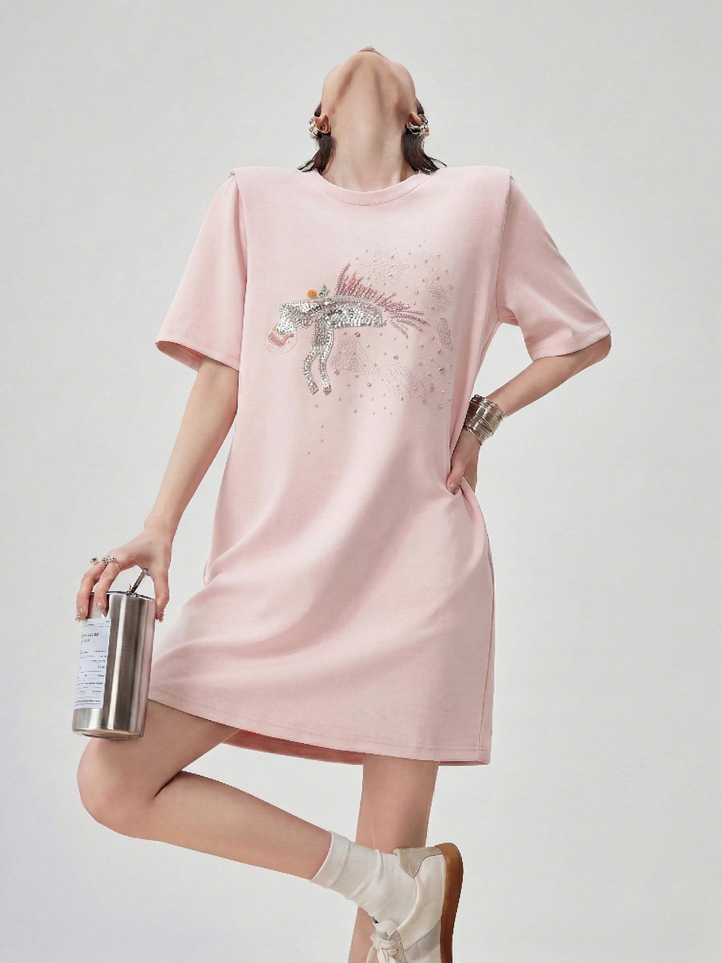 Horse Motif T-Shirt Dress FER0290