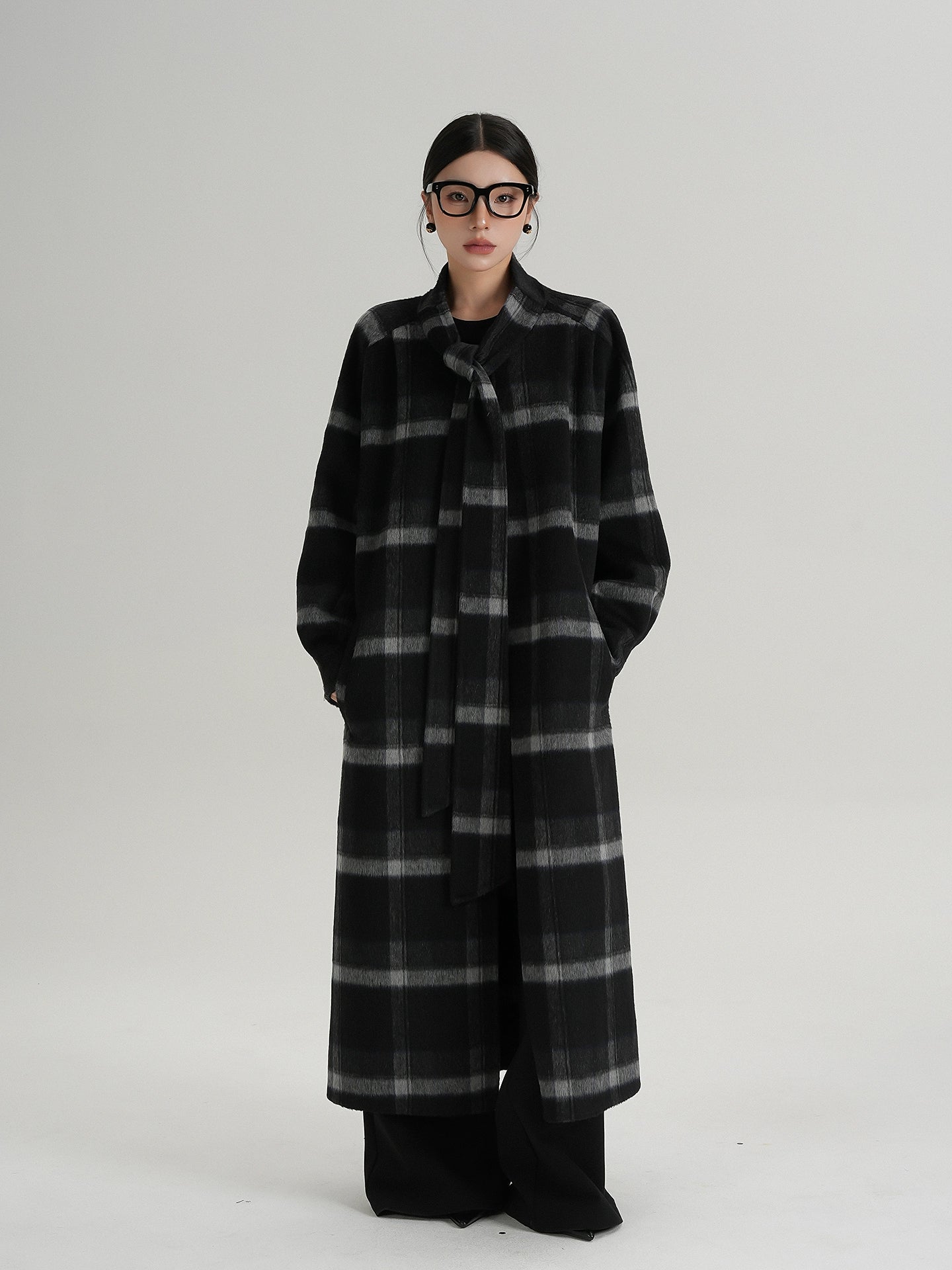 Tie Collar Long Coat SRS0384