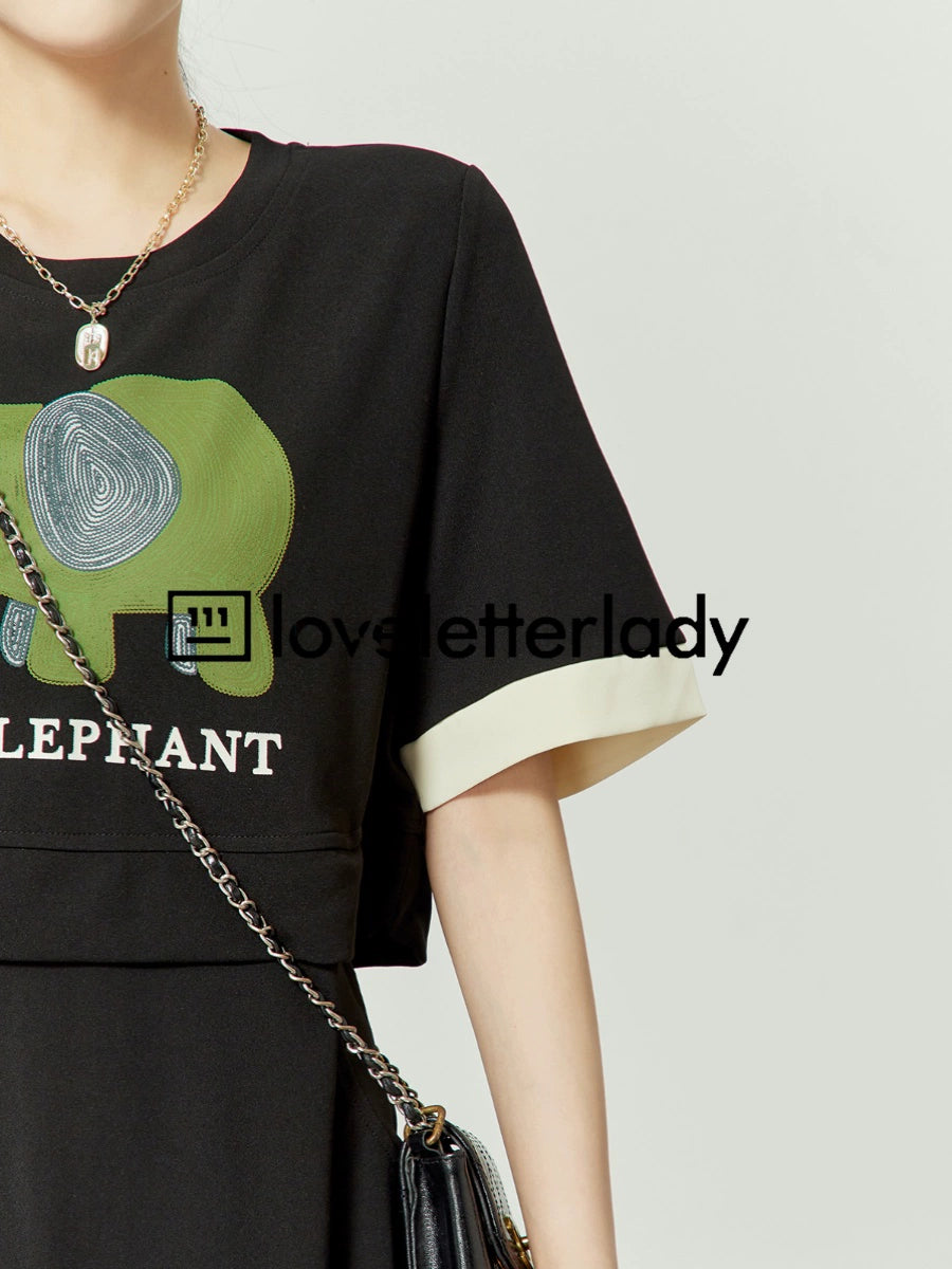 Elephant Print Casual Dress LLA0144