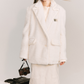 Twist White Woolen Jacket GOU0100