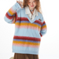 Stitching Rainbow stripes V-neck Sweater ZZF0021