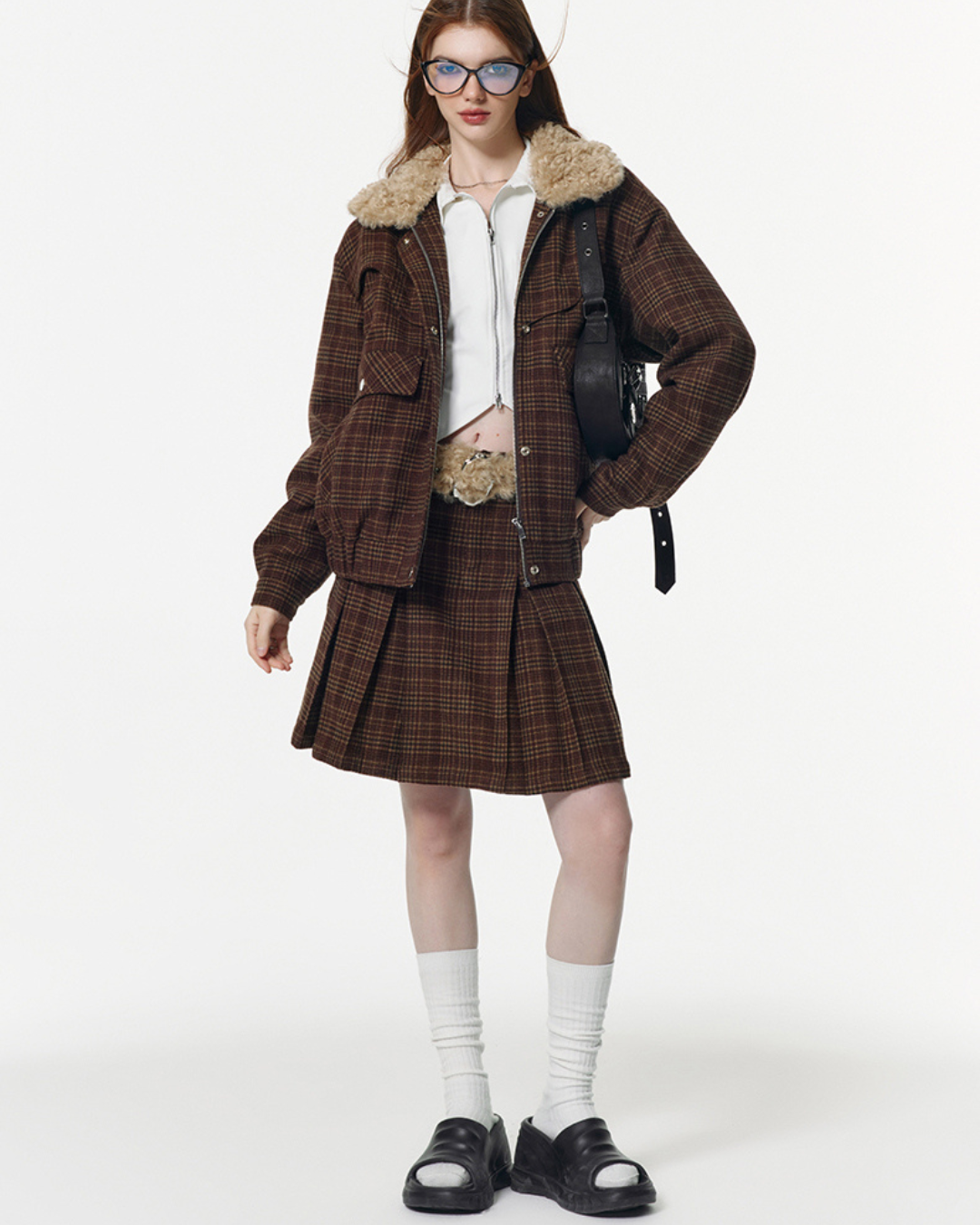 College Style Plaid Jacket & Skirt VSE0015