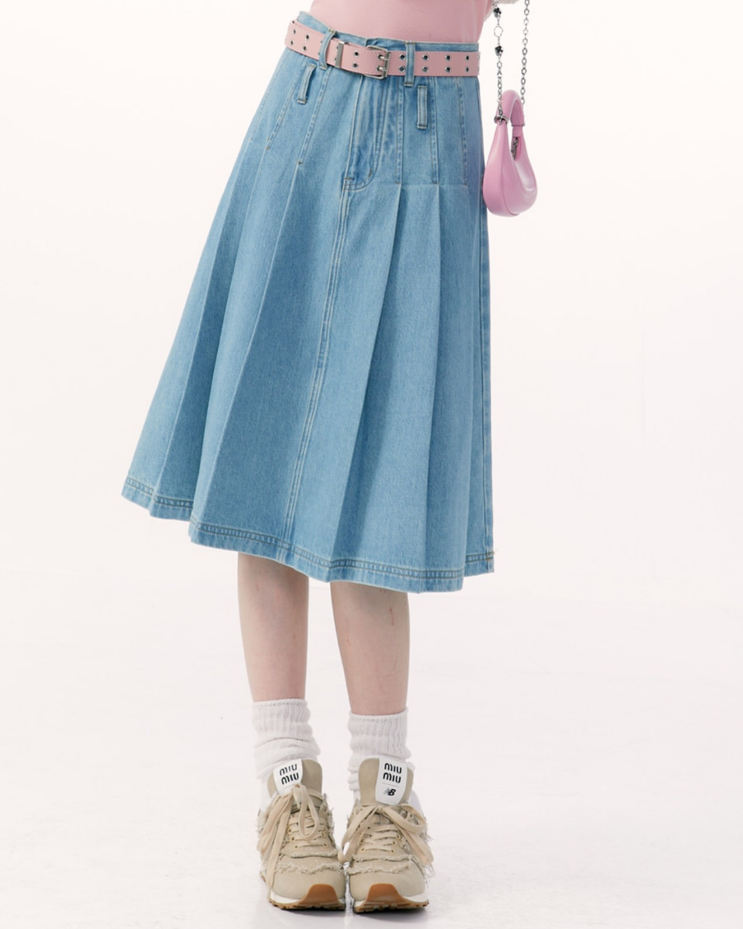 Pleated Denim Skirt ZZF0155