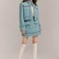 Quiet Blue Wool Woven Jacket & Skirt GOU0096