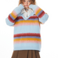 Stitching Rainbow stripes V-neck Sweater ZZF0021