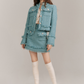 Quiet Blue Wool Woven Jacket & Skirt GOU0096