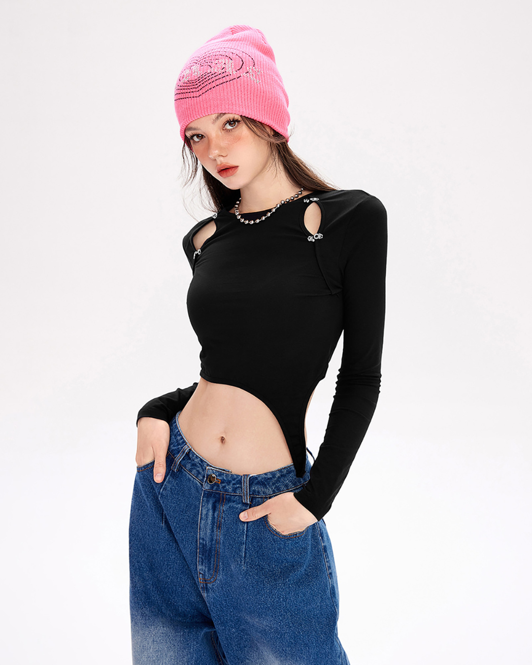 Espam Cutout Long Sleeve T-Shirt MLD0032