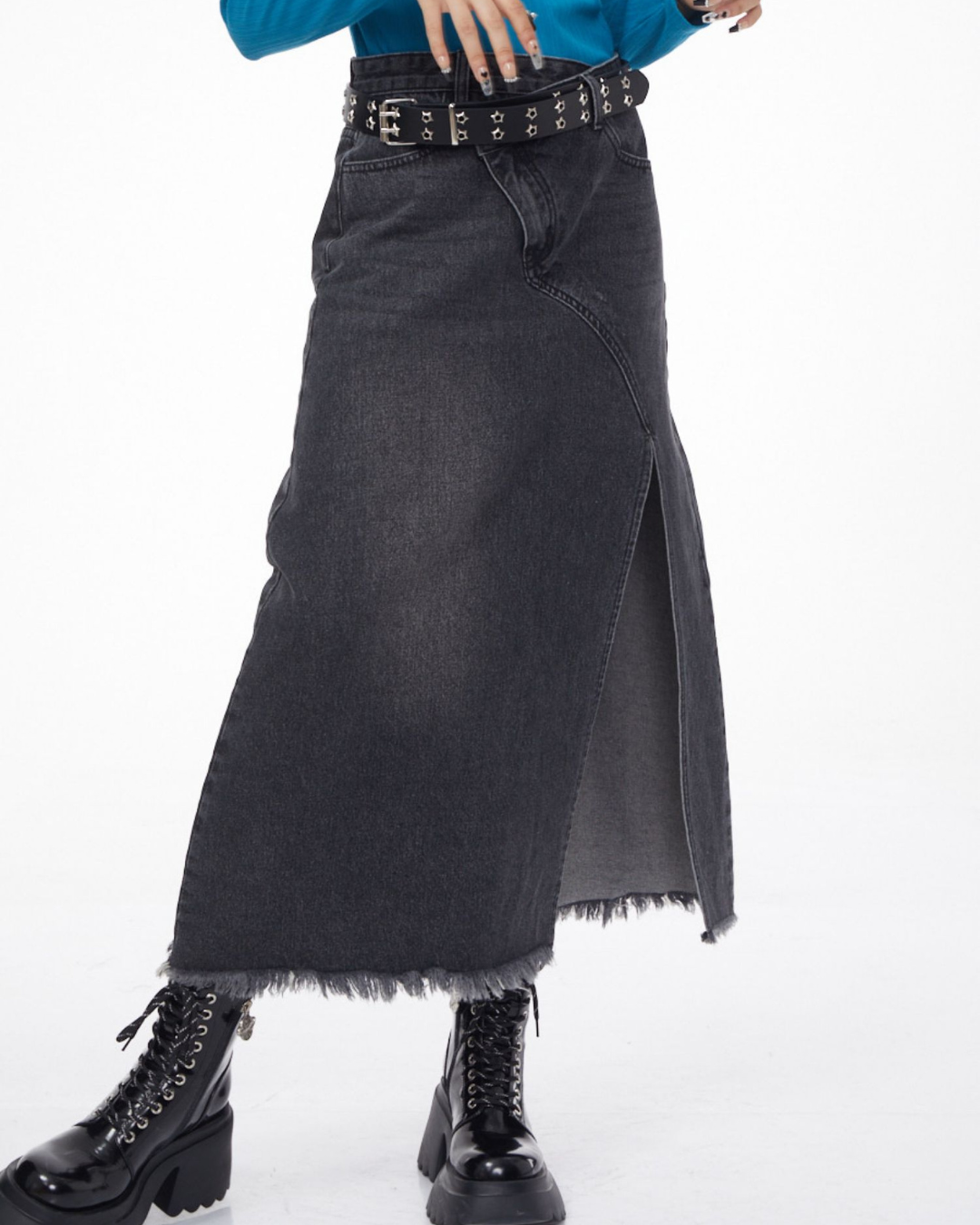 Side Split Long Denim Skirt ZZF0073