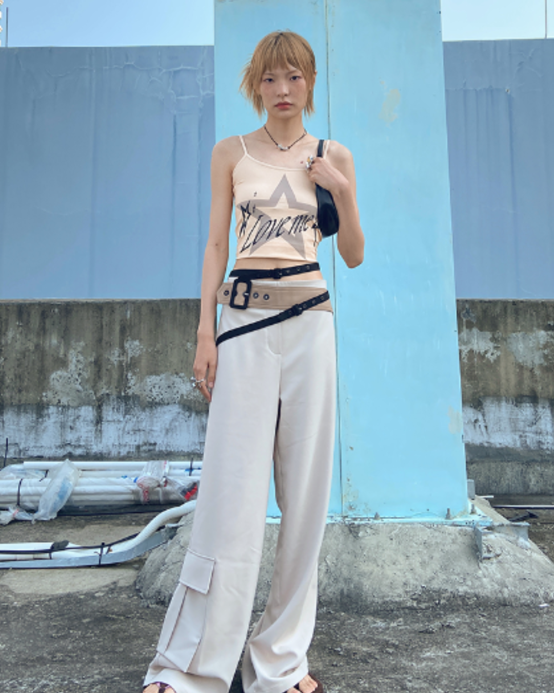 Multi-belt Decorative Wide-leg Pants CRC0040