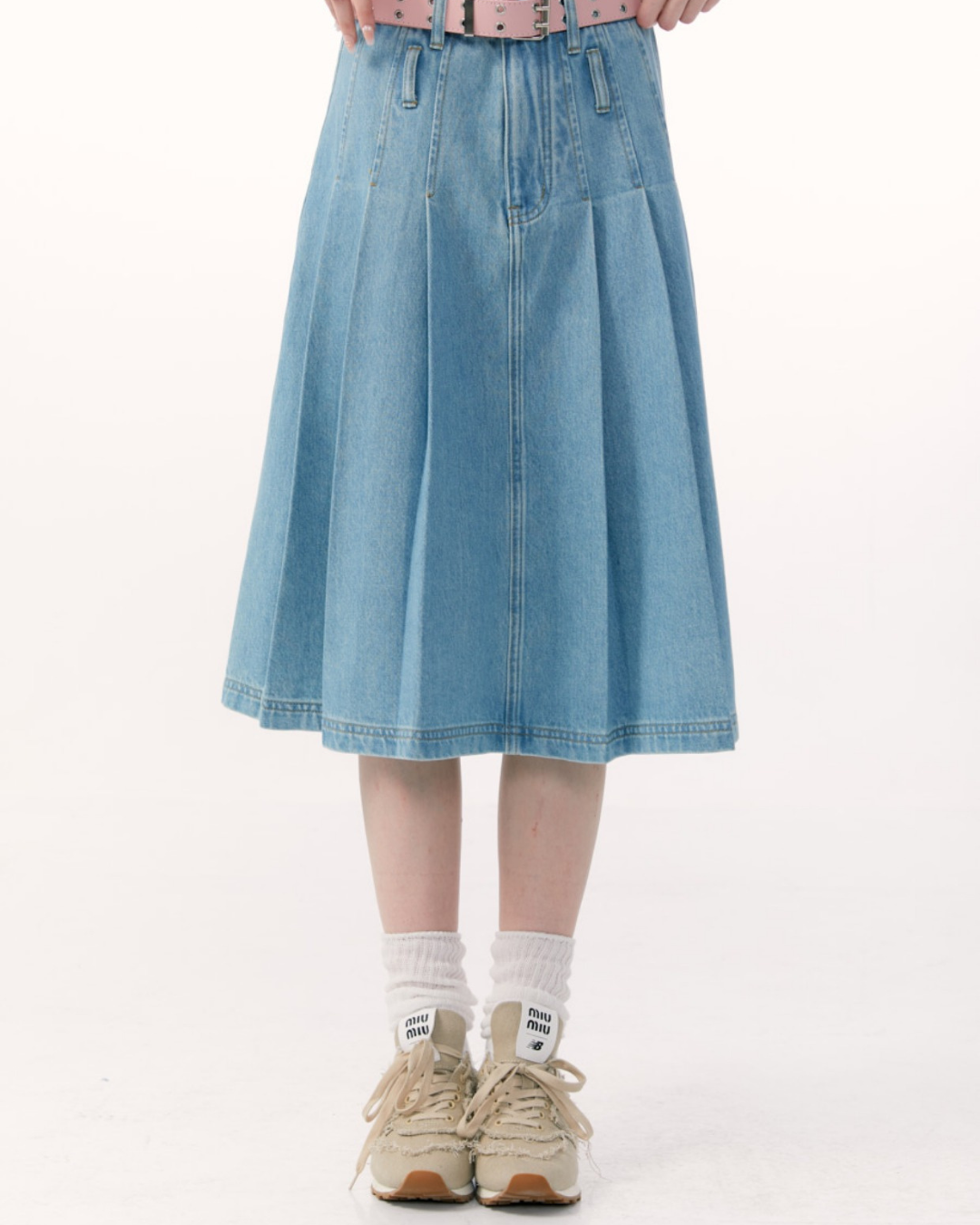 Pleated Denim Skirt ZZF0155