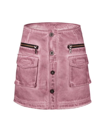 Damaged Pink Denim Jacket＆Skirt GUK0031