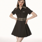 A Line Pleated Dress IMO0010