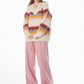 Stitching Rainbow stripes V-neck Sweater ZZF0021