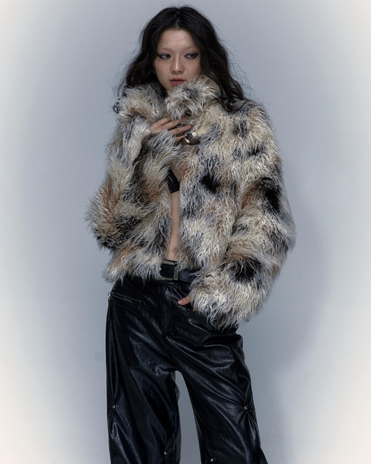 Tie-Dye Pattern Volume Fur Coat NOR0022