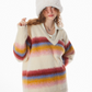 Stitching Rainbow stripes V-neck Sweater ZZF0021