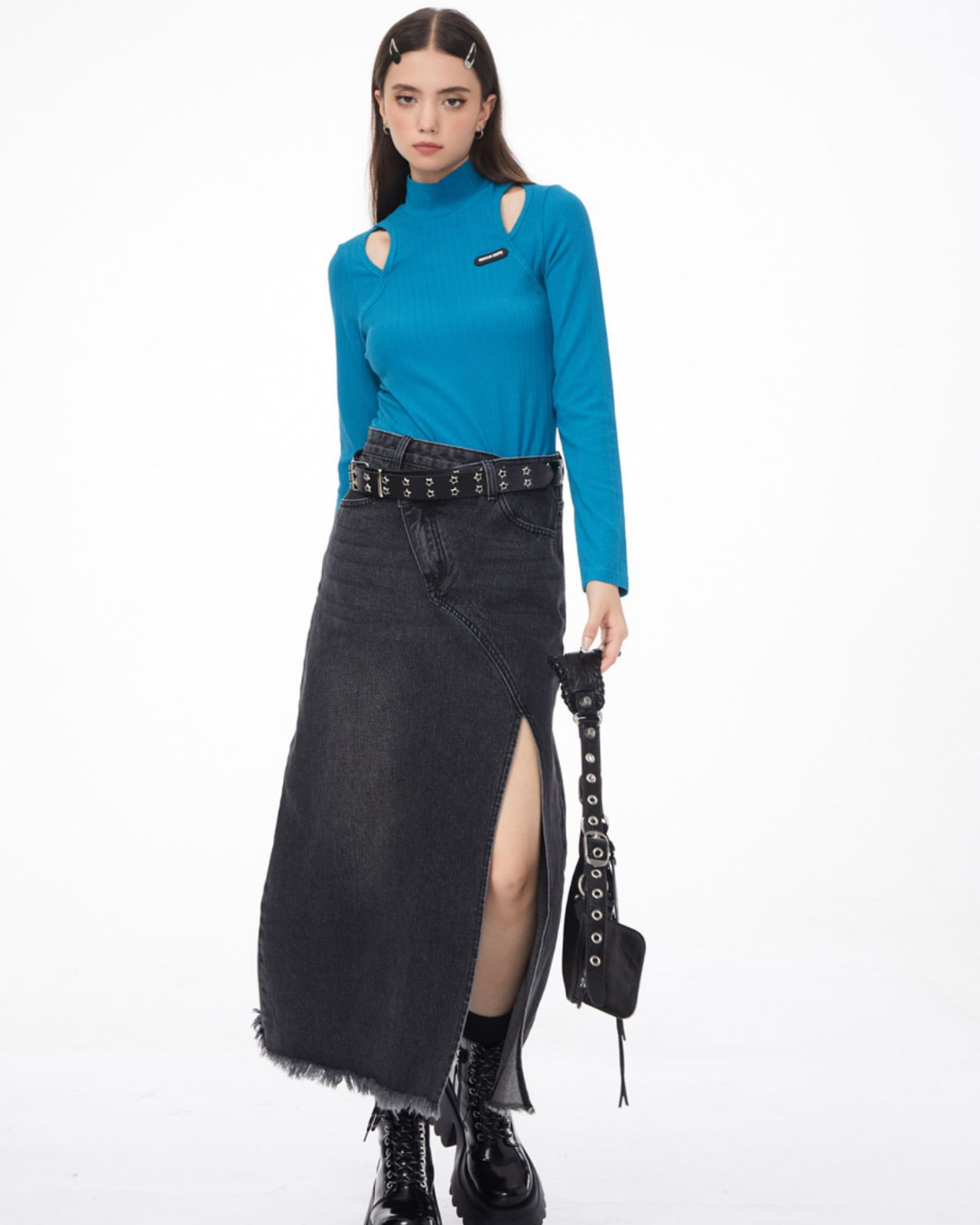 Side Split Long Denim Skirt ZZF0073