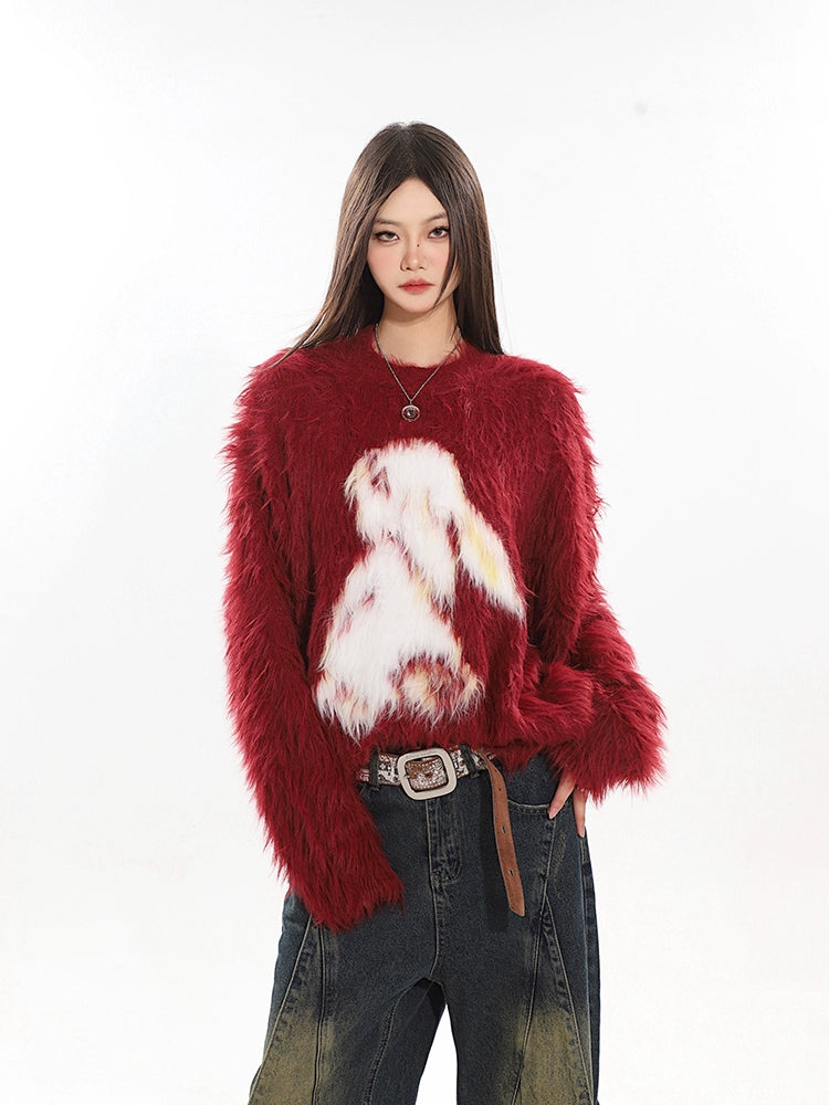 Rabbit Fluffy Round Neck Knit CCS0008