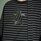 Crew Neck Long Sleeve Border T-Shirt YKH0001