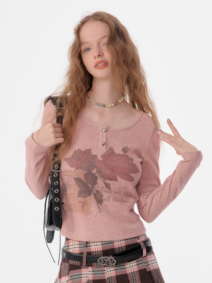 Flower Print Long Sleeve T-Shirt ZZF0330