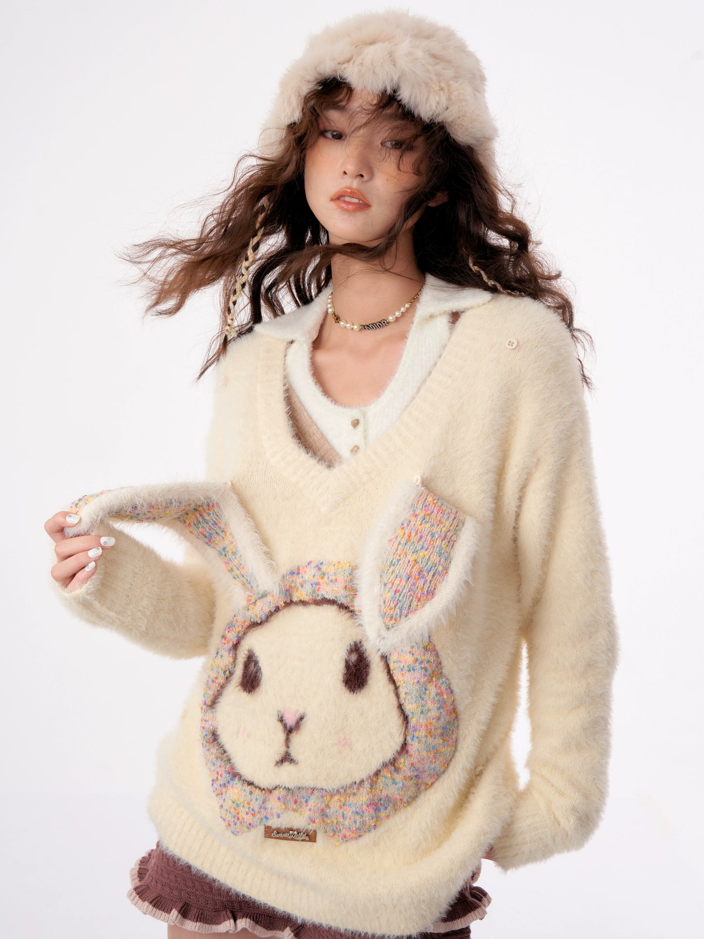 Bunny Girl Apricot Over Knit ZZF0283