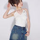Drawstring Front Crop Cami Tops ZZF0225
